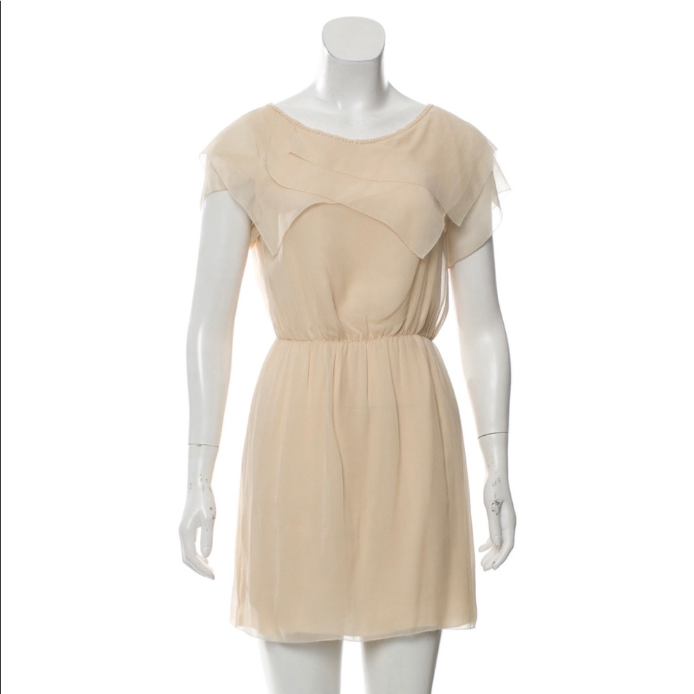 3.1 Philip Lim Creme Silk Dress Geometric Ruffle